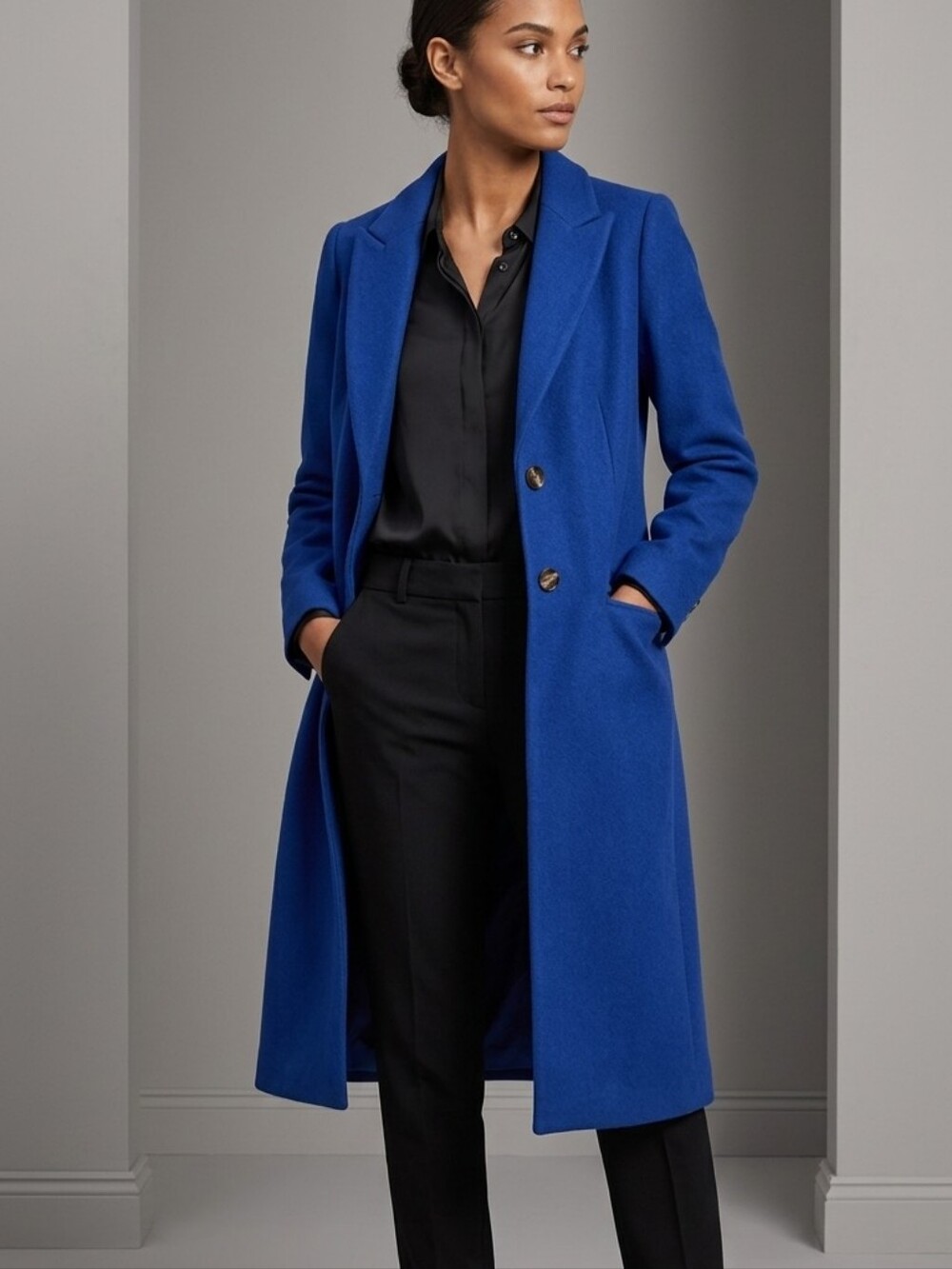 Classic Navy Women's Long Coat Size Medium
